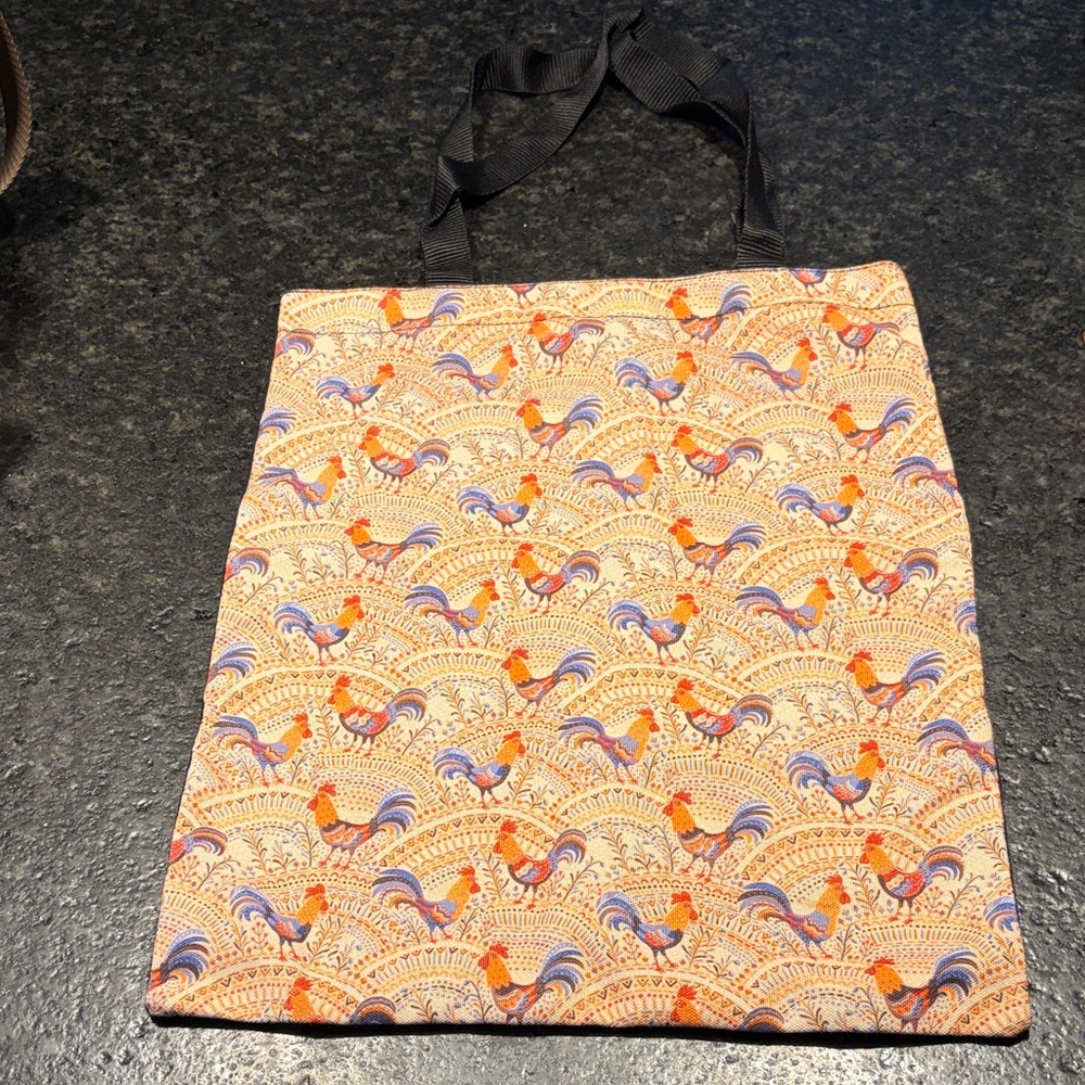 Colorful Rooster Print Tote Bag